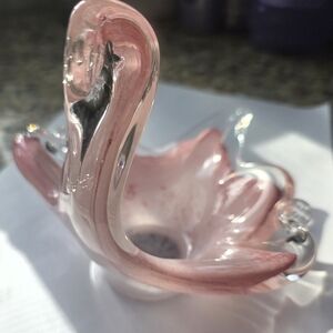 Murano Pink and Clear Glass Art Bowl